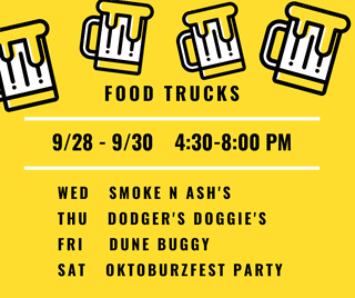 Last week of September, still some great food vendors. Saturday our Oktoburzfest